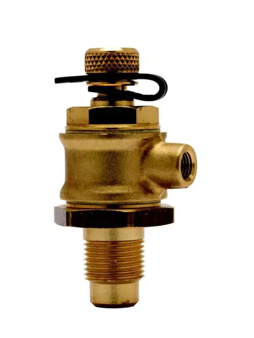 Kupferfarbener Anschluss mit Absperrung, hergestellt von IMI Hydronic Engineering. Das Produkt zeigt eine Gewindeverbindung und ist für Impulsleitungen konzipiert.